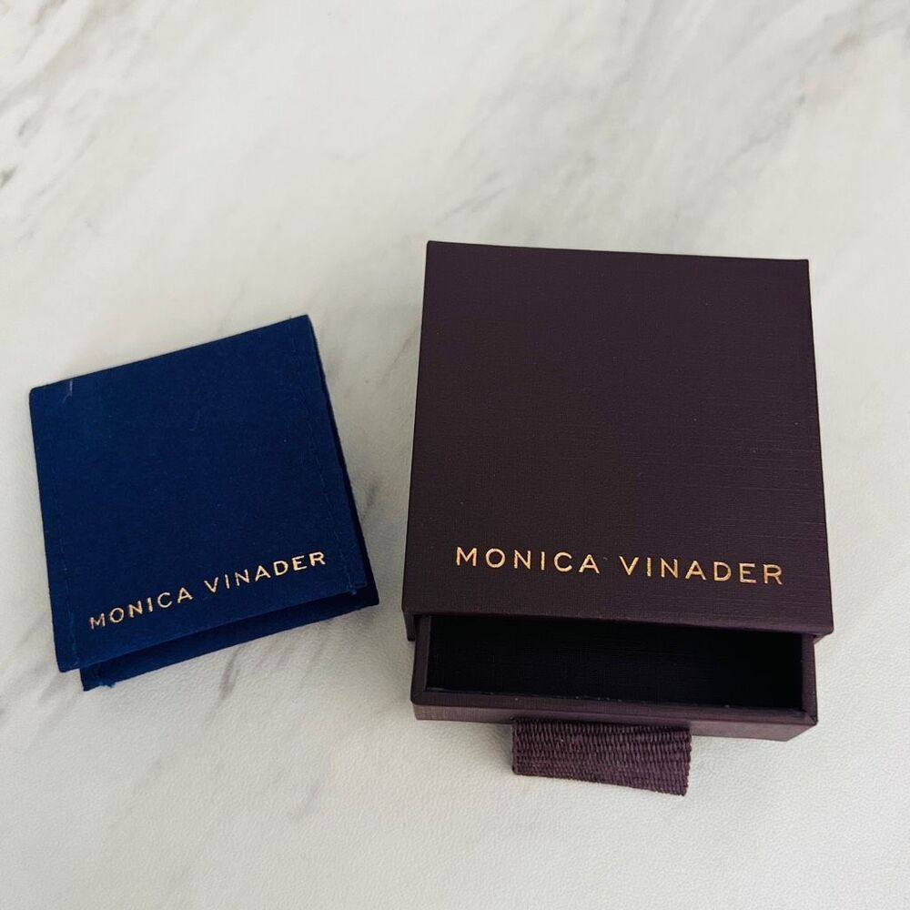 MONICA VINADER Silver Hoop Earrings with Blue Gem Drop - Picture 9 of 16